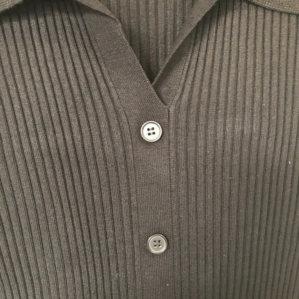 LONDON TIMES Long Sleeve Collared Button Front Dress Black Large - Picture 6 of 9